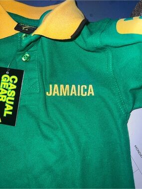 Jamaica Kids Polo Shirt - Green & Yellow